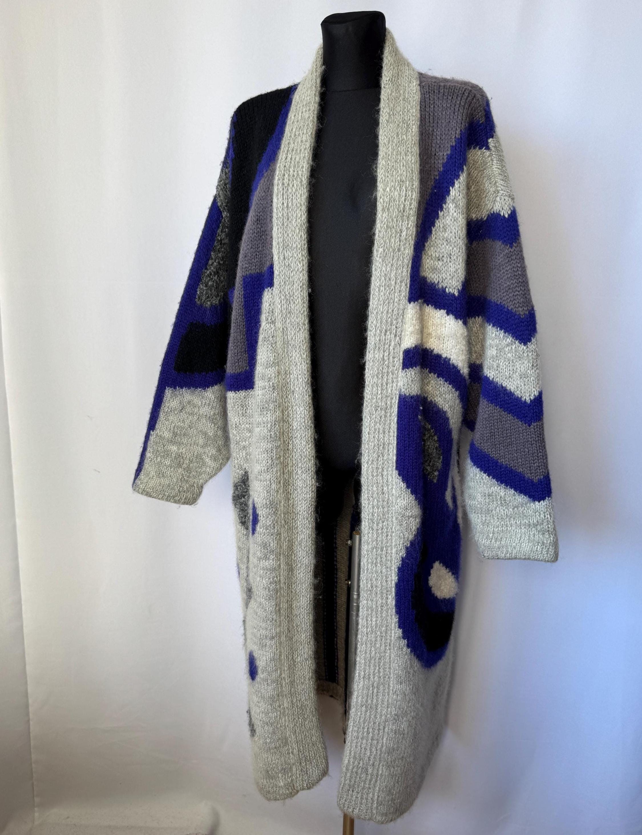 Bruna Cavallini Mohair Wool Blend Long Maxi Cardigan | 80s