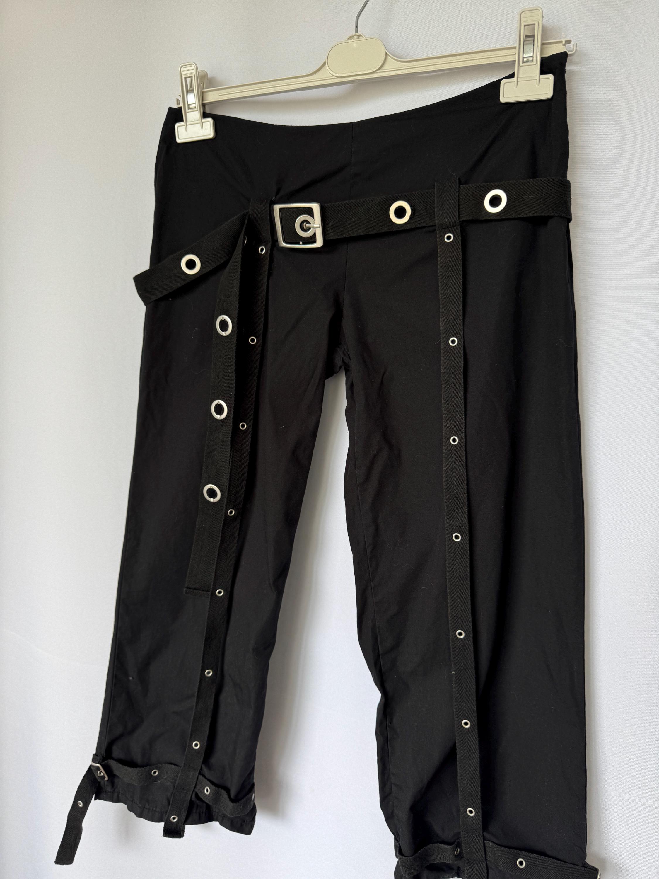 Killah by Miss Sixty Black Strap Capri Pants | Y2K Gothic Low Rise