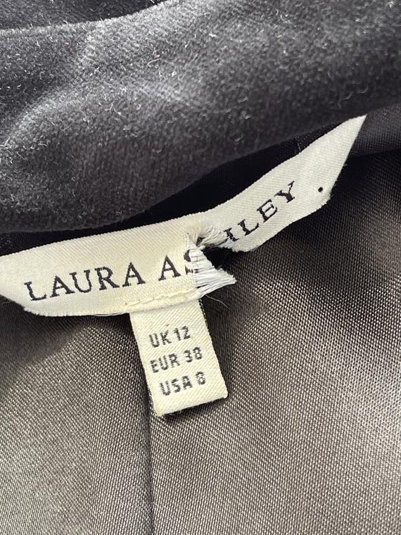 Laura Ashley Black Velvet Coat With Embroidery Elongated Victorian