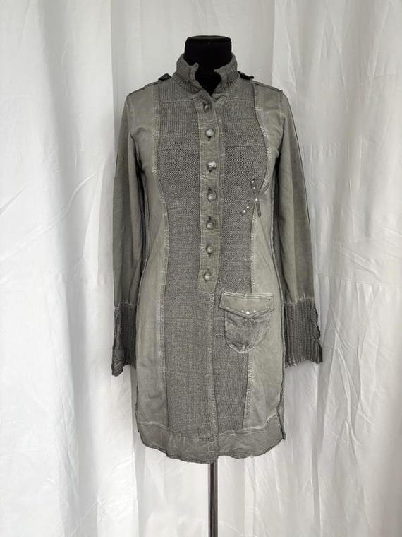 Bottega by Elisa Cavaletti Grunge Boho Tunic Dress | Y2K Vintage Patchwork  Knit | Artsy Long Sleeve Stand-up Collar Deconstructed Italy - Etsy Ireland