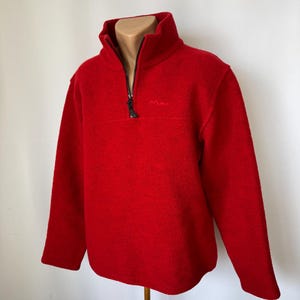 Mufflon Red Wool Anorak W300 MU-ZIP II Felted Wool Jacket Sweater with Elbow Patches Size S