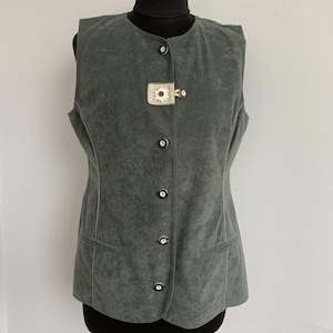 Vintage Bavarian Alpine Oktoberfest Waistcoat Gray Tyrolean Edelweiss Vest Dirndl Sleeveless Trachten Folk Line Vest Alpen