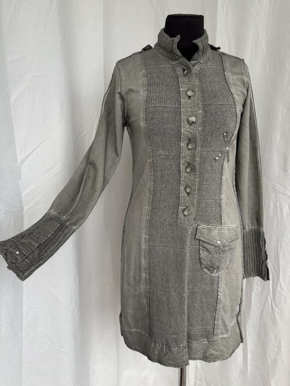 grey bottega dress by Elisa Cavaletti Gray Avant-garde Cardigan Knit Cotton Blend Lagenlook Boho-chic Midi dress