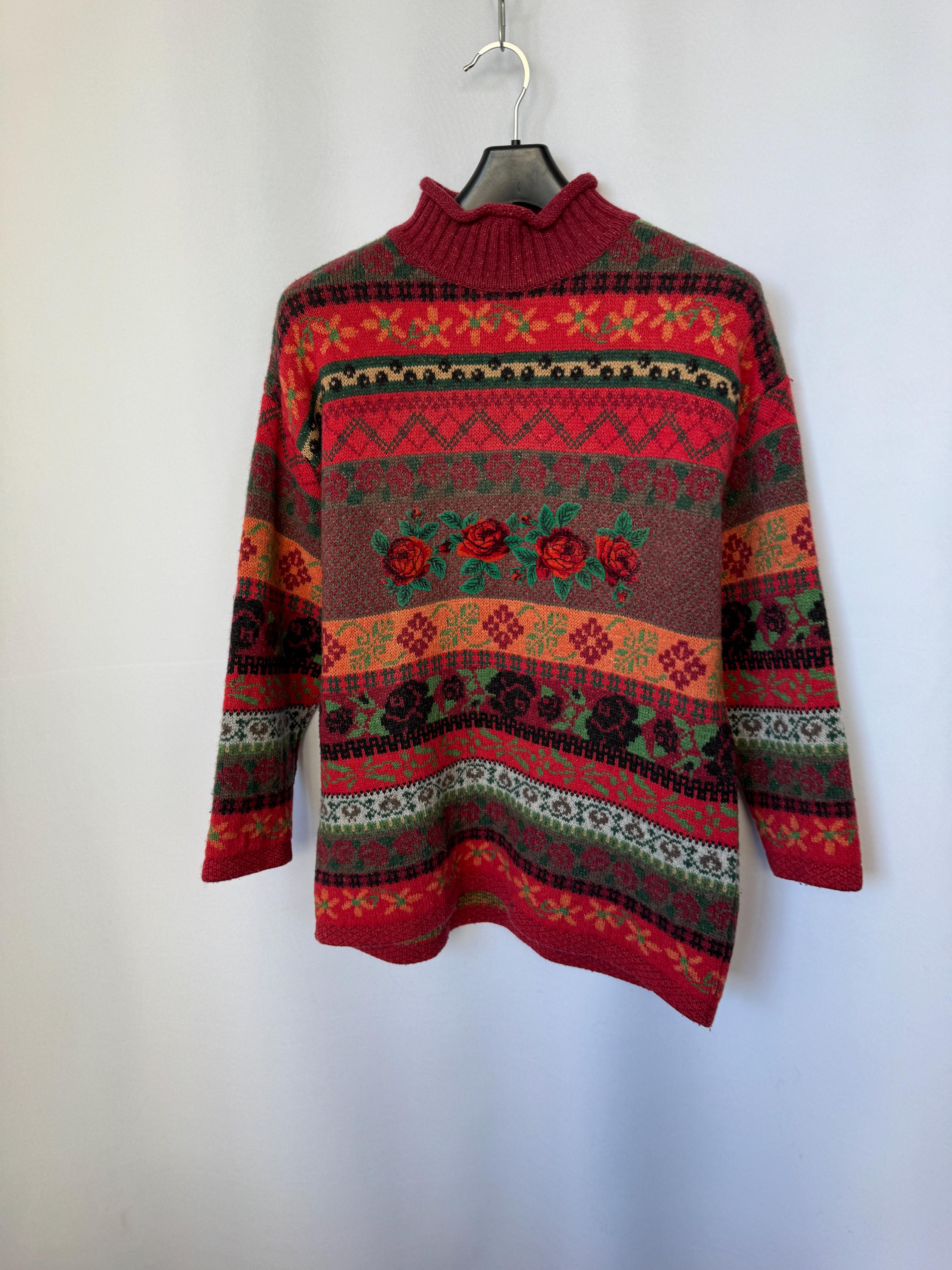 【R♡】THE TOÉ　Richmond angora sweater Vintage Penny Pull Multicolored Embroidered Striped Wool Angora