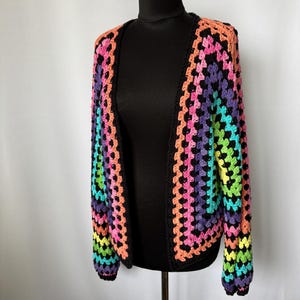 Crochet Rainbow Pride Cardigan, Colorful Sweater for Women