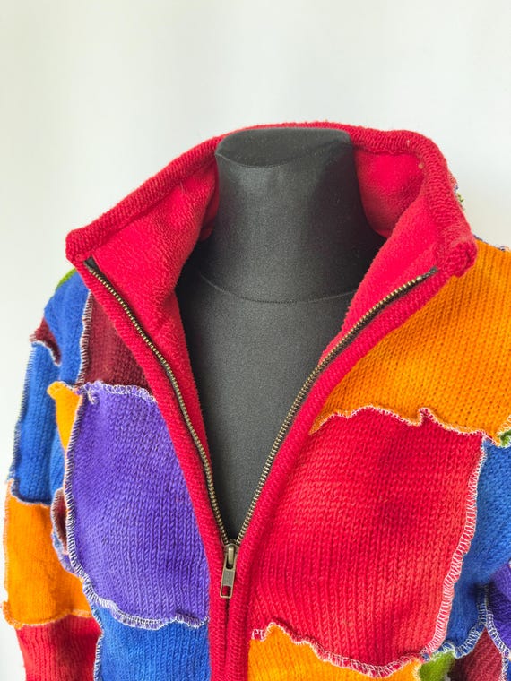 Batik Patchwork Wool Jacket | Multi-Color Bright … - image 5
