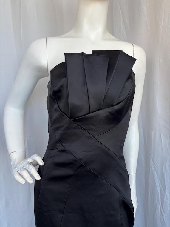 Karen Millen Vintage Gown | Black Satin Bandeau Maxi Dress | Fitted Evening  Gown With Bustle Detail | EUR 38 - Etsy Israel