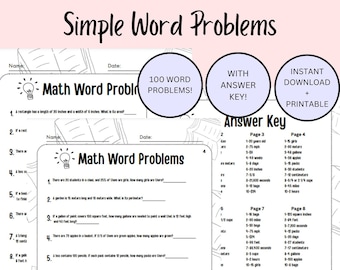 1st 2nd 3rd Grade Math Word Problems Worksheet PDF | Solve Word Problems | Homeschool Math Word Problems | Simple Word Problems | Math Pro