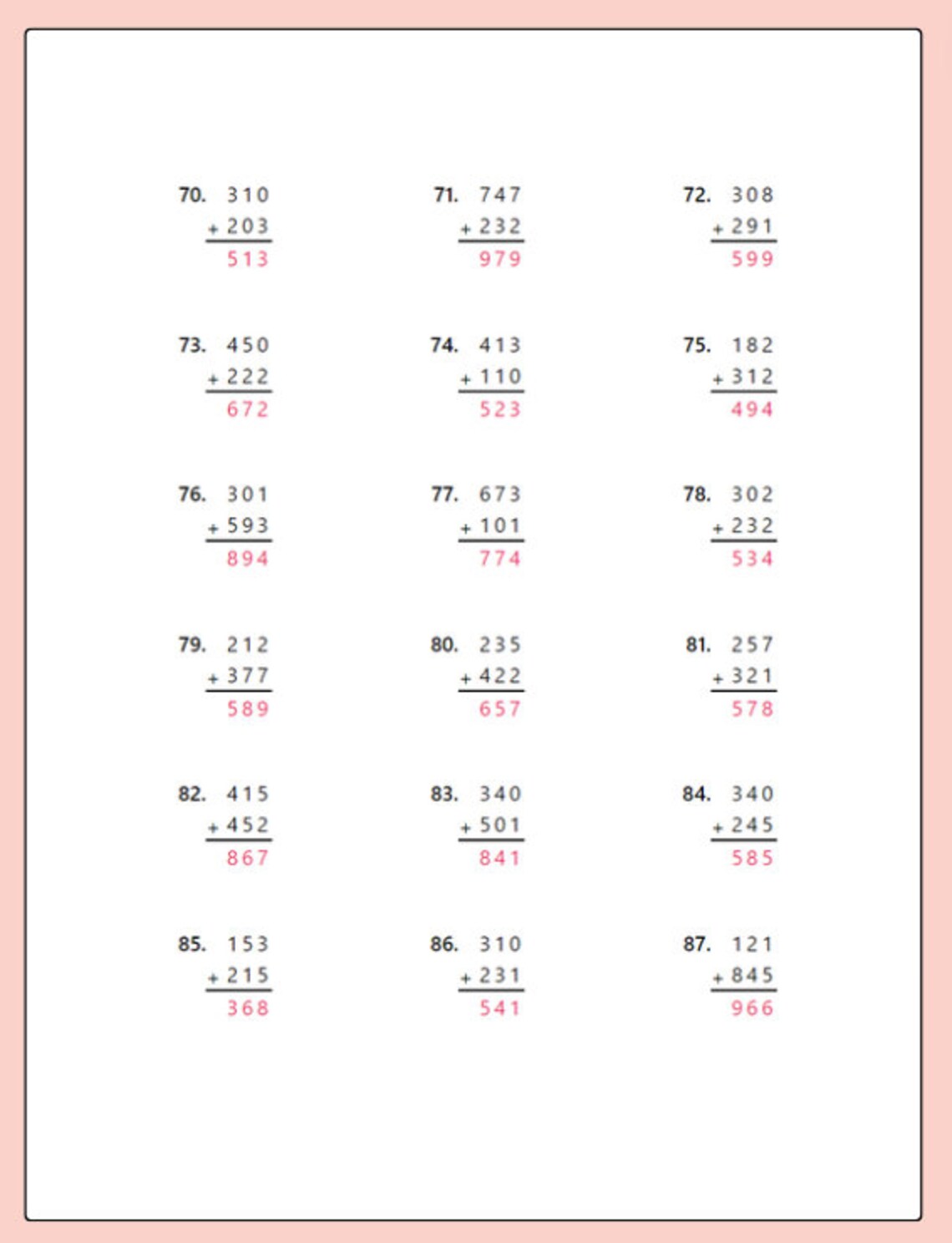 Advanced Addition 3 Digit Math 2nd, 3rd, 4th, and 5th Grade Elementary ...