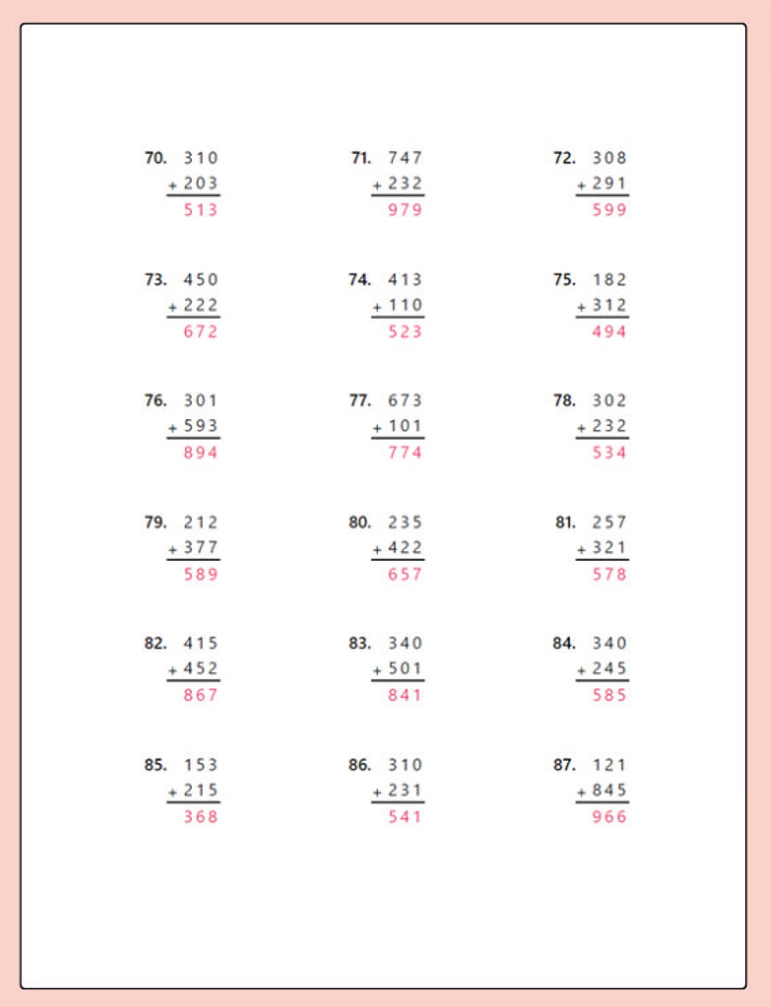 Advanced Addition 3 Digit Math 2nd, 3rd, 4th, and 5th Grade Elementary ...
