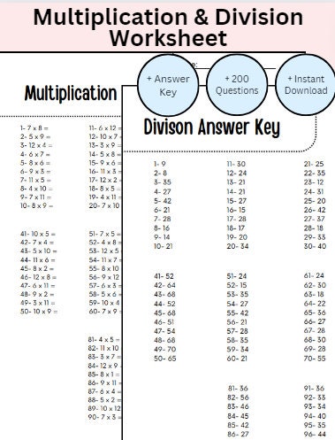 Multiplication and Division Worksheet BUNDLE | Math Worksheet Bundle ...