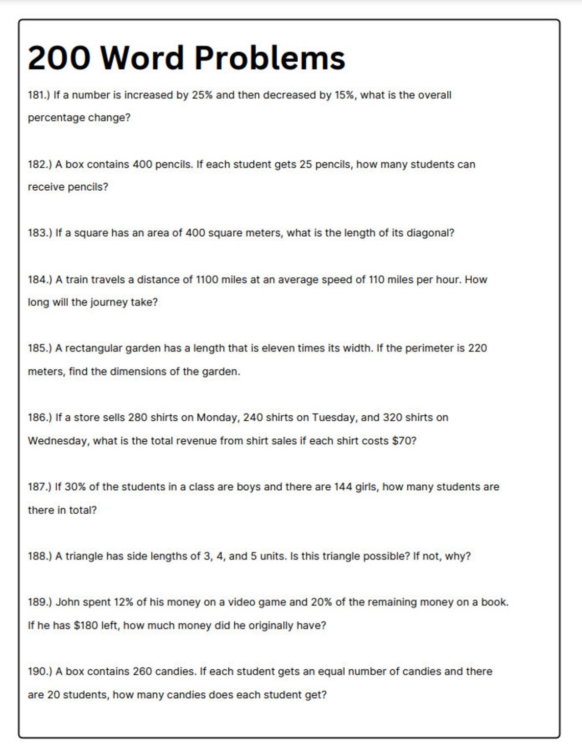 200 Math Word Problems PDF Solve Word Problems Homeschool Math Word ...