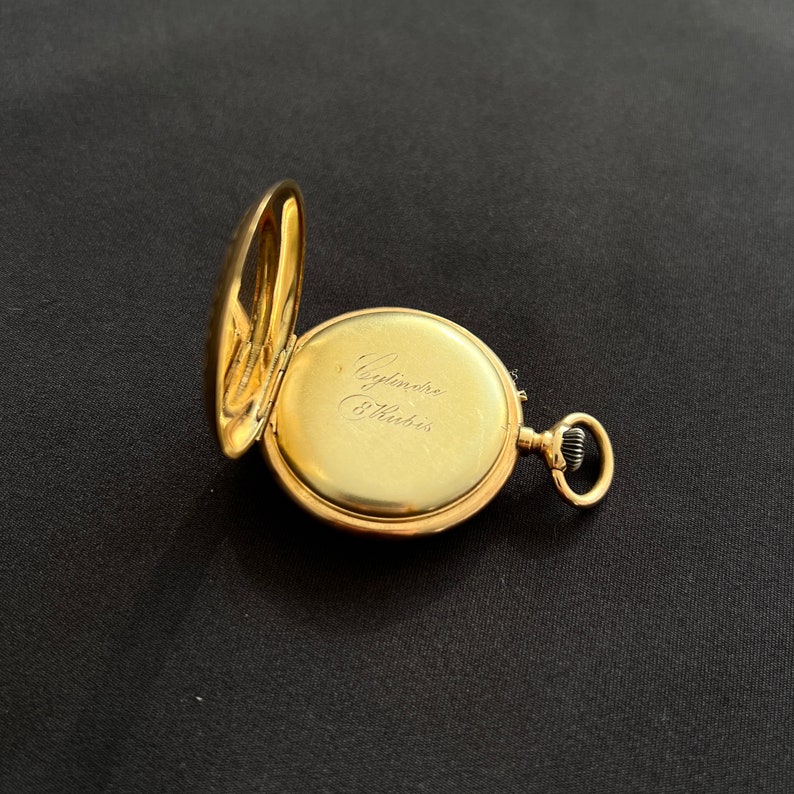 Montre De Poche Ancienne Dimier Frères Or Massif 14 Carats - Style édouardien, Fleurs, état Très Bon, Suisse