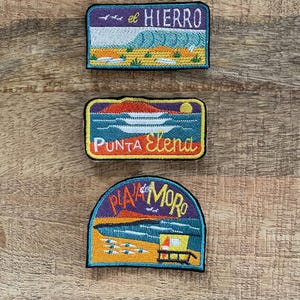 Iron-on Embroidered Patches of Fuerteventura Surf Spots - Punta Elena - Playa del Moro - El Hierro - Patch Art - 8 cm