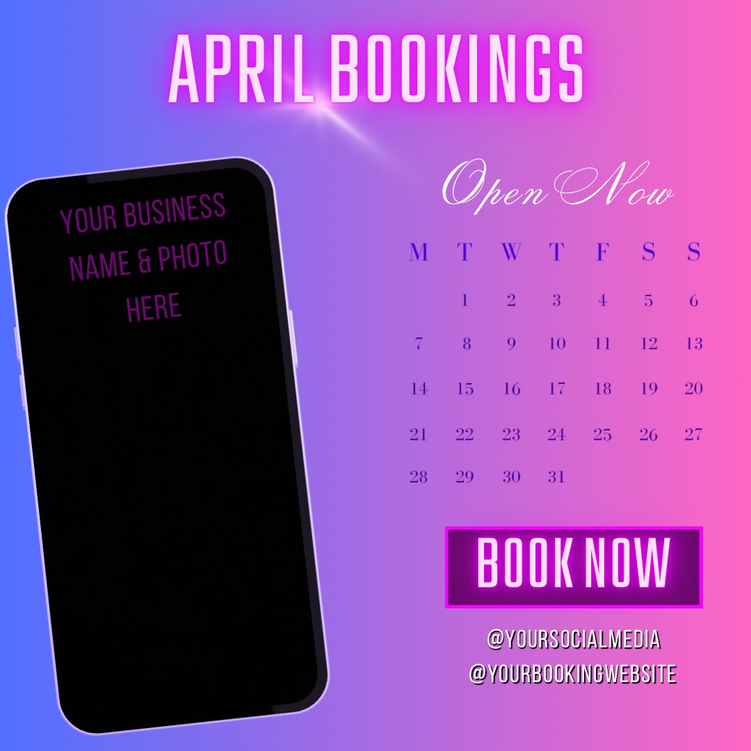 April Bookings Now Available Flyer, DIY Winter Book Now Appointments ...