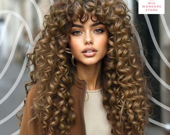 Mesmerised - Curly Perm Dark Brown Golden Blonde Highlights  display picture 1