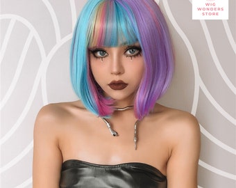 Short Straight Wig, Halloween Wigs, Colorful Wig, Cosplay Wig, Party Wig