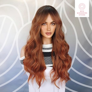 Long Ginger Orange Wig, Orange Wig, Long Wig, Long Curly Wig, Curly Wig, Wavy Curly Wig, Wig, Wigs, Cosplay Wig, Party Wig