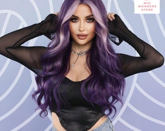 Violet Purple Wig, Wig, Purple Wig, Synthetic Wig, Long Wavy Wig, Wigs, Cosplay Wig