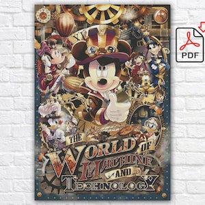 Mickey Mouse Cross Stitch Pattern / Cartoon Characters Cross Stitch Pattern / Large Cartoon PDF Cross Stitch Chart / Instant Digital Chart