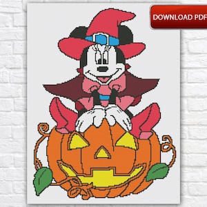 Minnie Mouse Cross Stitch Pattern / Halloween Cross Stitch Pattern / Cartoon Cross Stitch Pattern / Mickey Mouse Cross Stitch PDF Pattern
