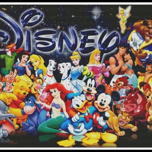 Cartoon Characters Cross Stitch Pattern / Large Cross Stitch PDF Chart / Mickey Mouse Cross Stitch Pattern / Cartoon Printable PDF Chart image 2
