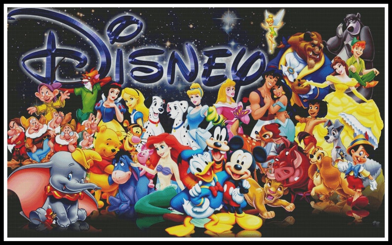 Cartoon Characters Cross Stitch Pattern / Large Cross Stitch PDF Chart / Mickey Mouse Cross Stitch Pattern / Cartoon Printable PDF Chart image 2
