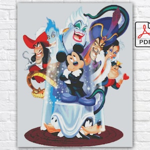Schema punto croce Cattivi / Schema punto croce Topolino / Schema punto croce Ursula in PDF / Schema punto croce cartone animato istantaneo
