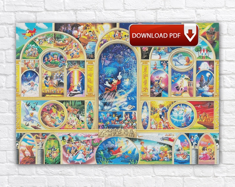 Cartoon Characters Cross Stitch Pattern / Large Cross Stitch Pattern / Mickey Mouse Cross Stitch Pattern / Instant Printable PDF Pattern image 1
