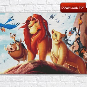 Lion King Cross Stitch Pattern / Lion King Cross Stitch Chart / Simba Cross Stitch Pattern / Cartoon PDF Cross Stitch Chart / Instant PDF