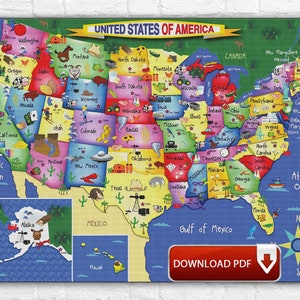 USA Map Cross Stitch Pattern / States Of America Map Cross Stitch Chart / United States Map Cross Stitch PDF Chart / Download PDF Pattern