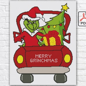 Grinch Cross Stitch Pattern / Christmas Cross Stitch Pattern / New Year Holiday Cross Stitch Pattern / Christmas Grinch Instant PDF Chart