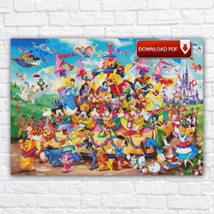 Kruissteekpatroon stripfiguren / Groot kruissteekpatroon / Mickey Mouse-kruissteekpatroon / Prinses afdrukbaar pdf-patroon