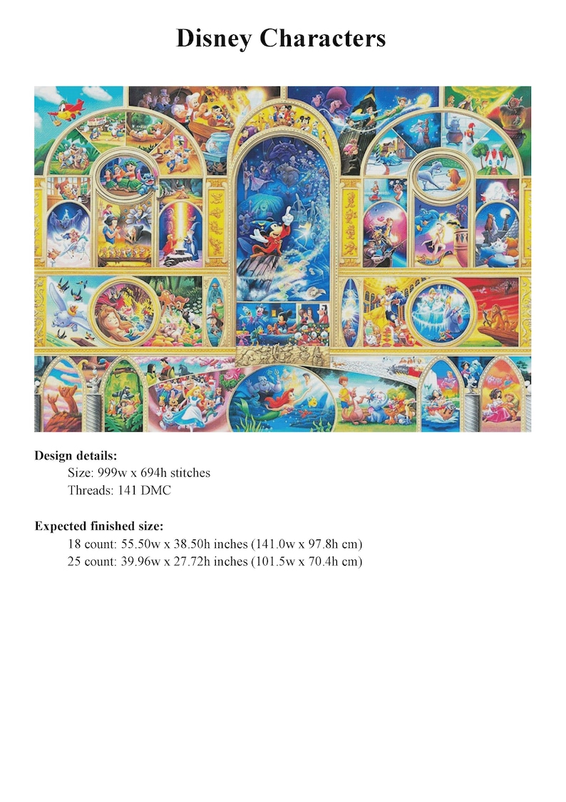 Cartoon Characters Cross Stitch Pattern / Large Cross Stitch Pattern / Mickey Mouse Cross Stitch Pattern / Instant Printable PDF Pattern image 4