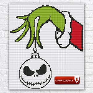 Grinch Cross Stitch Pattern / Grinch Embroidery Pattern / Nightmare Cross Stitch PDF Pattern / Christmas Grinch Design / Instant Download