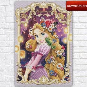 Rapunzel Cross Stitch Pattern / Rapunzel Cross Stitch Chart / Cartoon Cross Stitch Pattern / Princess Cross Stitch Pattern / Instant PDF