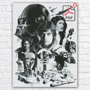 Modèle de point de croix Star Wars / modèle de point de croix Darth Vader / tableau de broderie compté Star Wars / tableau PDF à téléchargement numérique