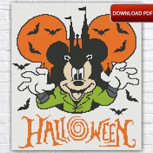 Halloween Cross Stitch Pattern / Mickey Mouse Cross Stitch Pattern / Cartoon Cross Stitch Pattern / Minnie Mouse Cross Stitch PDF Pattern