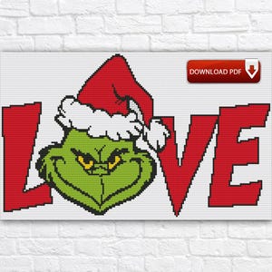 Grinch Cross Stitch Pattern / Christmas Cross Stitch Pattern / Christmas Grinch Cross Stitch Pattern / New Year Holiday Embroidery Pattern