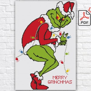 Grinch Cross Stitch Pattern / Christmas Cross Stitch Pattern / Christmas Grinch Cross Stitch Pattern / New Year Holiday Printable PDF Chart