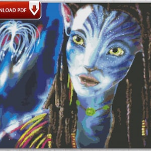 Avatar Cross Stitch Pattern / Avatar Cross Stitch Chart / Pandora Na'vi Cross Stitch Pattern / James Cameron Movie Chart / The Way Of Water