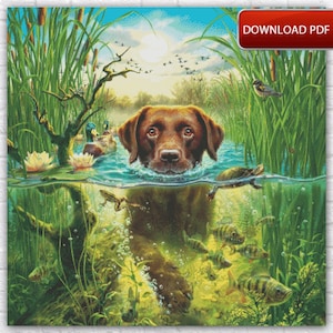 Chien motif point de croix compté / animal de compagnie motif point de croix / ami animal motif point de croix / grille nature point de croix / Instant PDF