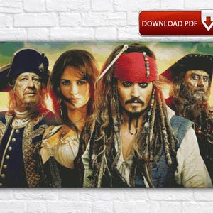 Modèle de point de croix Pirates des Caraïbes / Johnny Depp modèle de point de croix / Jack Sparrow modèle de point de croix / grille instantanée Pirates