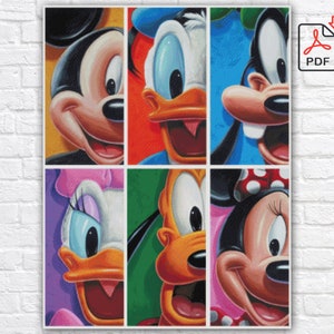 Cartoon Cross Stitch Pattern / Mickey Mouse Cross Stitch Pattern / Cartoon PDF Cross Stitch / Instant PDF Pattern / Printable PDF Chart