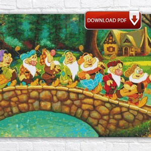 Snow White Cross Stitch Pattern / 7 Dwarfs Cross Stitch Pattern / Cartoon Princess Cross Stitch PDF Pattern / Embroidery Digital PDF Chart