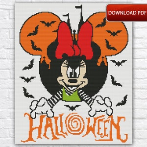 Halloween Cross Stitch Pattern / Minnie Mouse Cross Stitch Pattern / Cartoon Cross Stitch Pattern / Mickey Mouse Cross Stitch PDF Pattern