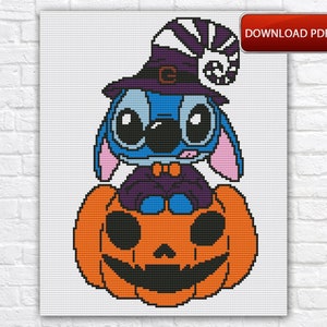 Stitch Cross Stitch Pattern / Cartoon Cross Stitch Pattern / Lilo And Stitch Cross Stitch PDF Chart / Halloween Instant Cross Stitch Pattern