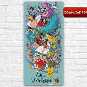 Alice In Wonderland Cross Stitch Pattern / Alice Cross Stitch PDF Chart / Cartoon Cross Stitch Pattern / Cheshire Cat Cross Stitch Pattern