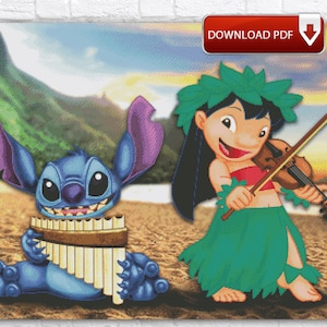 Lilo And Stitch Cross Stitch Pattern / Stitch Cross Stitch Pattern / Cartoon Characters Cross Stitch Pattern / Instant Printable PDF Chart