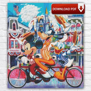 Mickey Mouse Cross Stitch Pattern / Cartoon Cross Stitch Pattern / Cartoon Characters Cross Stitch PDF Chart / Instant Digital PDF Chart